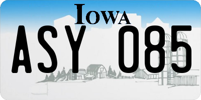 IA license plate ASY085