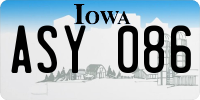 IA license plate ASY086