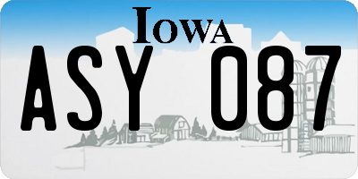 IA license plate ASY087