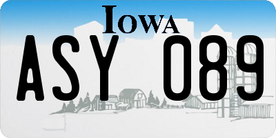 IA license plate ASY089