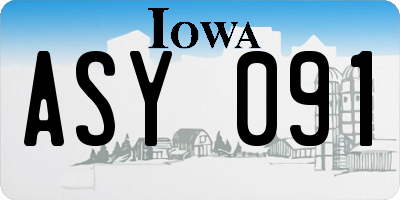 IA license plate ASY091