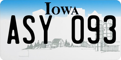IA license plate ASY093