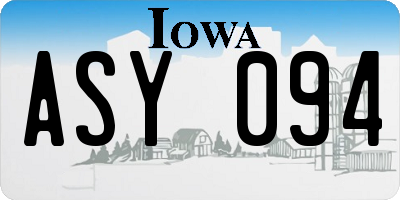 IA license plate ASY094