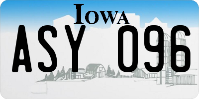 IA license plate ASY096