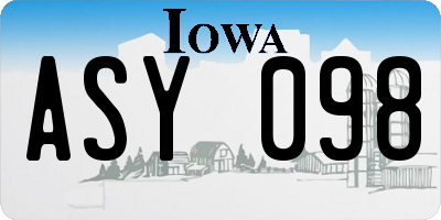 IA license plate ASY098