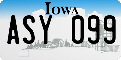 IA license plate ASY099