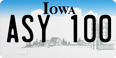IA license plate ASY100