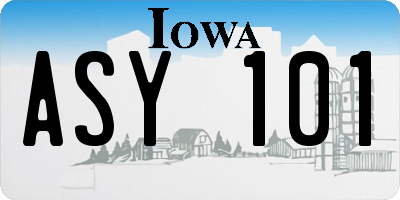 IA license plate ASY101