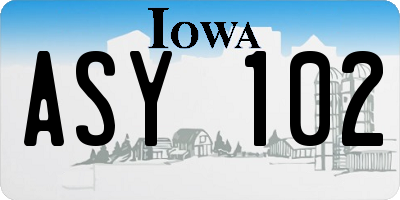 IA license plate ASY102