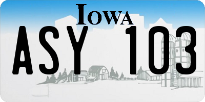 IA license plate ASY103