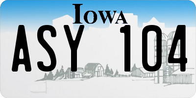 IA license plate ASY104