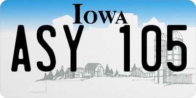 IA license plate ASY105