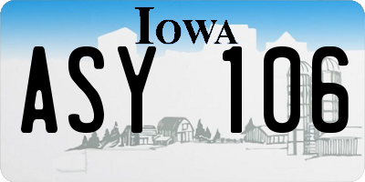 IA license plate ASY106