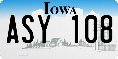 IA license plate ASY108