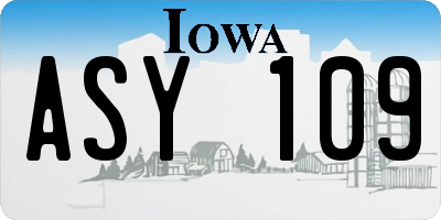IA license plate ASY109