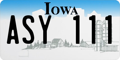 IA license plate ASY111
