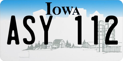 IA license plate ASY112