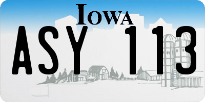 IA license plate ASY113