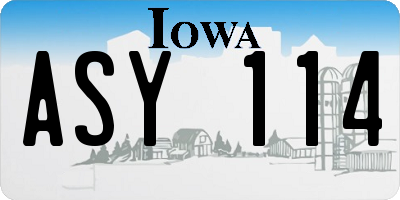 IA license plate ASY114