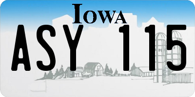 IA license plate ASY115