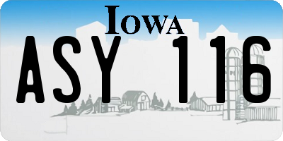 IA license plate ASY116