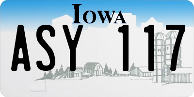 IA license plate ASY117