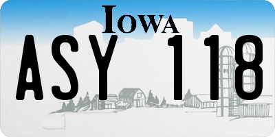 IA license plate ASY118