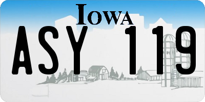 IA license plate ASY119