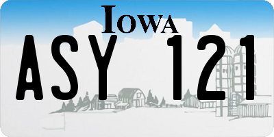 IA license plate ASY121