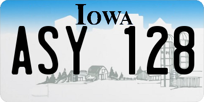 IA license plate ASY128