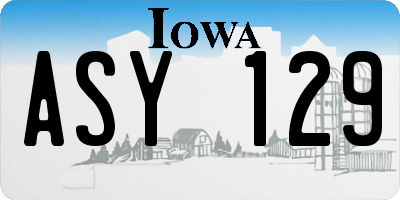 IA license plate ASY129