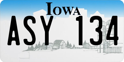 IA license plate ASY134