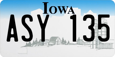 IA license plate ASY135