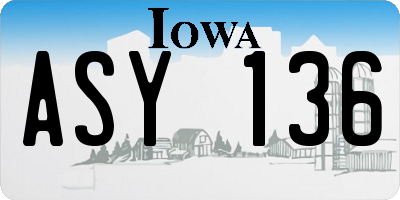 IA license plate ASY136