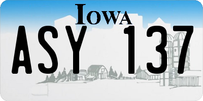 IA license plate ASY137