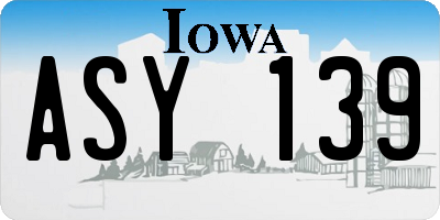 IA license plate ASY139