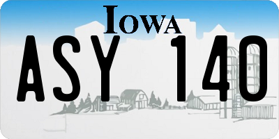 IA license plate ASY140