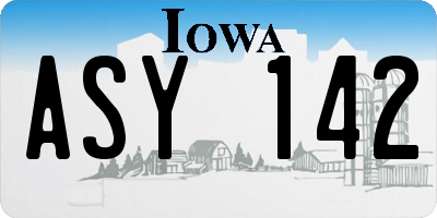 IA license plate ASY142