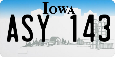 IA license plate ASY143
