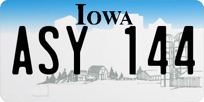 IA license plate ASY144