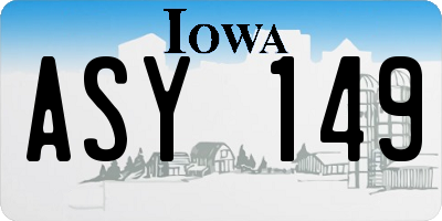 IA license plate ASY149