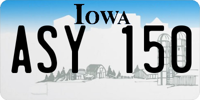 IA license plate ASY150