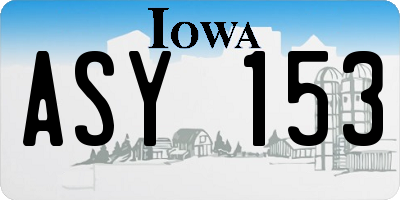 IA license plate ASY153