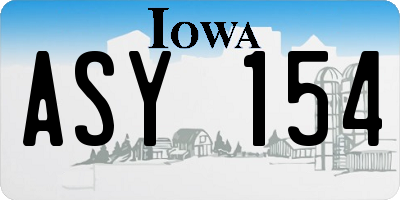 IA license plate ASY154
