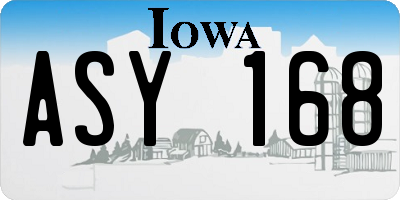 IA license plate ASY168