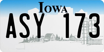 IA license plate ASY173