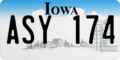 IA license plate ASY174