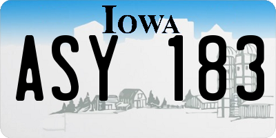 IA license plate ASY183