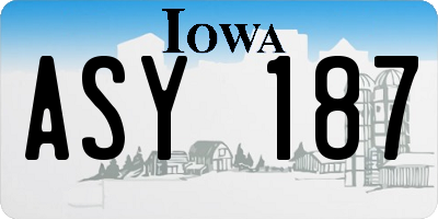 IA license plate ASY187
