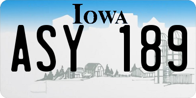 IA license plate ASY189